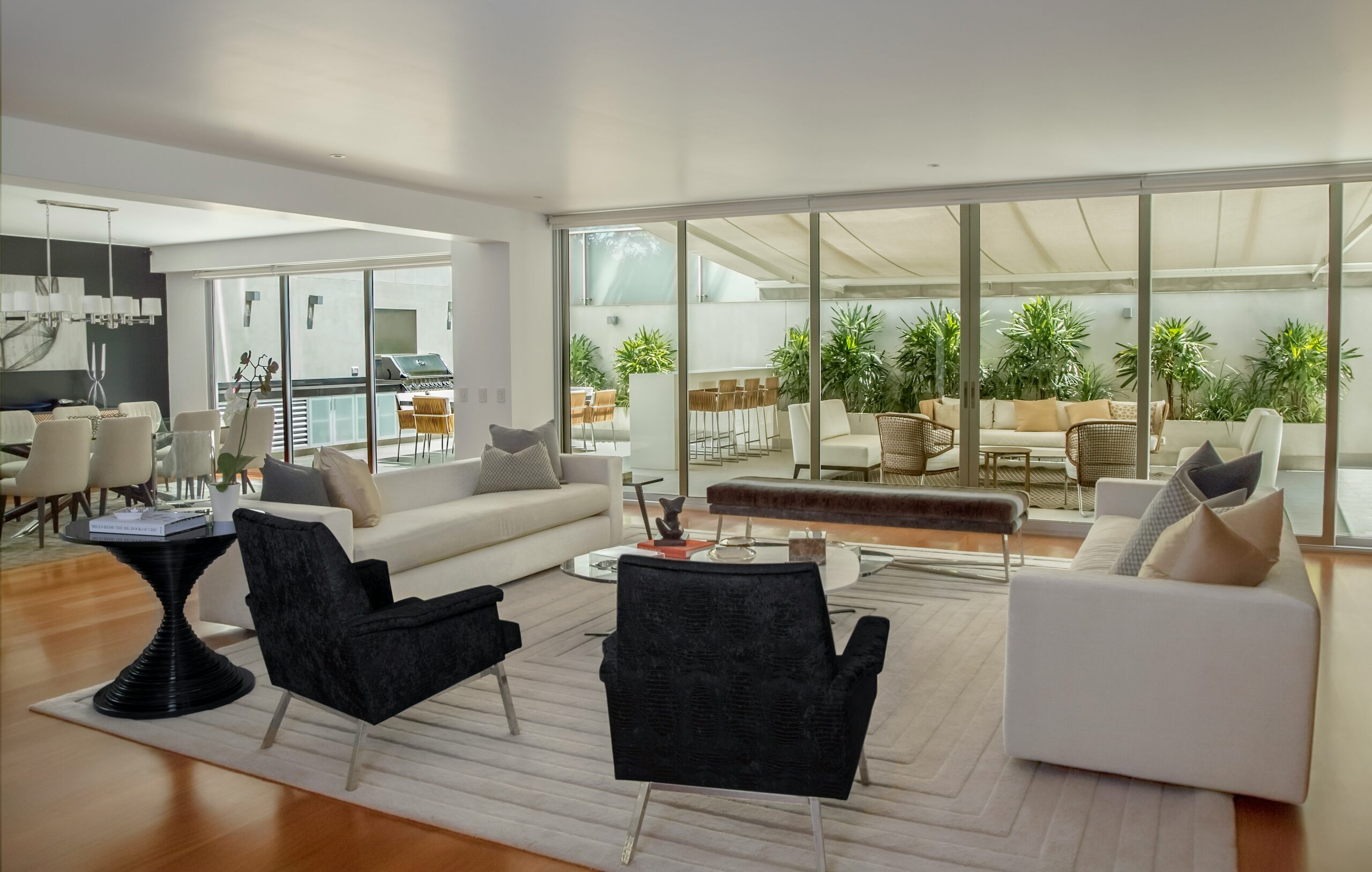 Bright modern living room featuring new energy-efficient windows